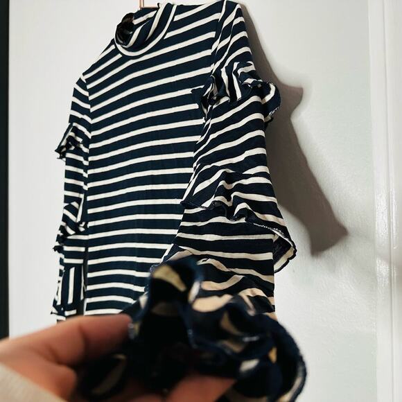 NICHOLAS Black White Wool Spiral Striped Turtleneck Long Sleeves Top Size US 2 - Picture 3 of 11